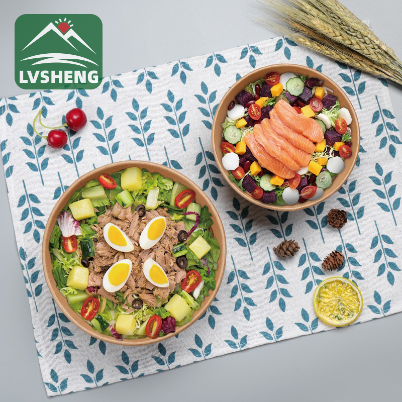 ʻO ka hale ʻaina eco friendly Biodegradable Compostable Kraft Paper Bowl mai Lvsheng Factory