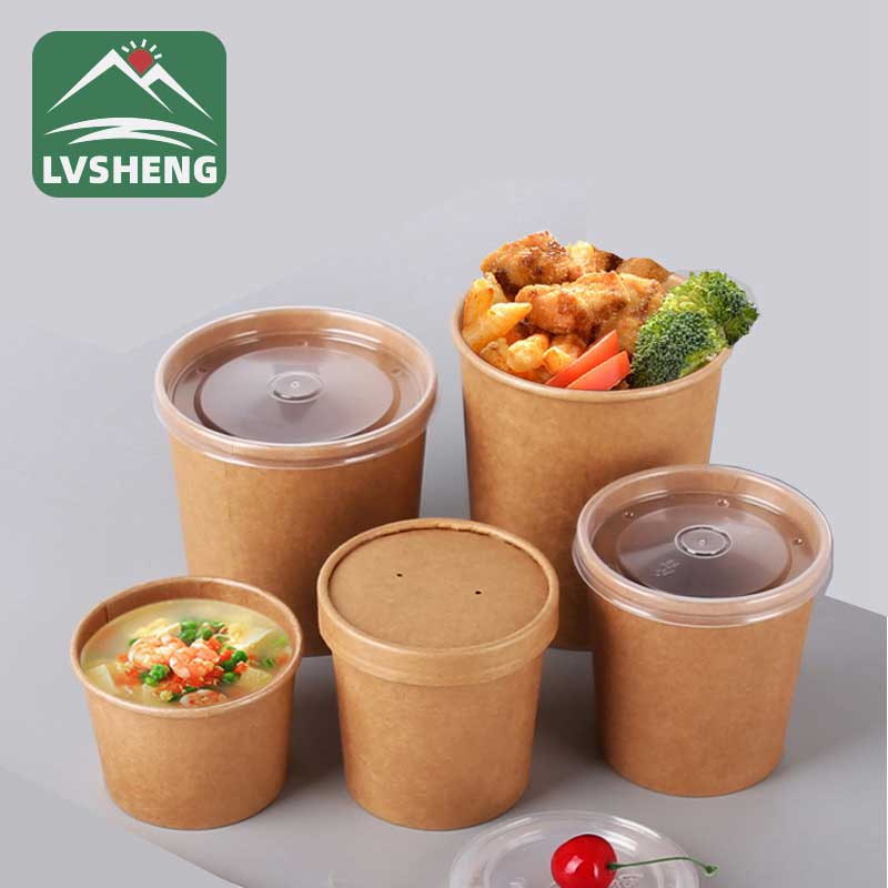 Kraft Disposable Chinese Paper Soup Bowl me ka poʻi